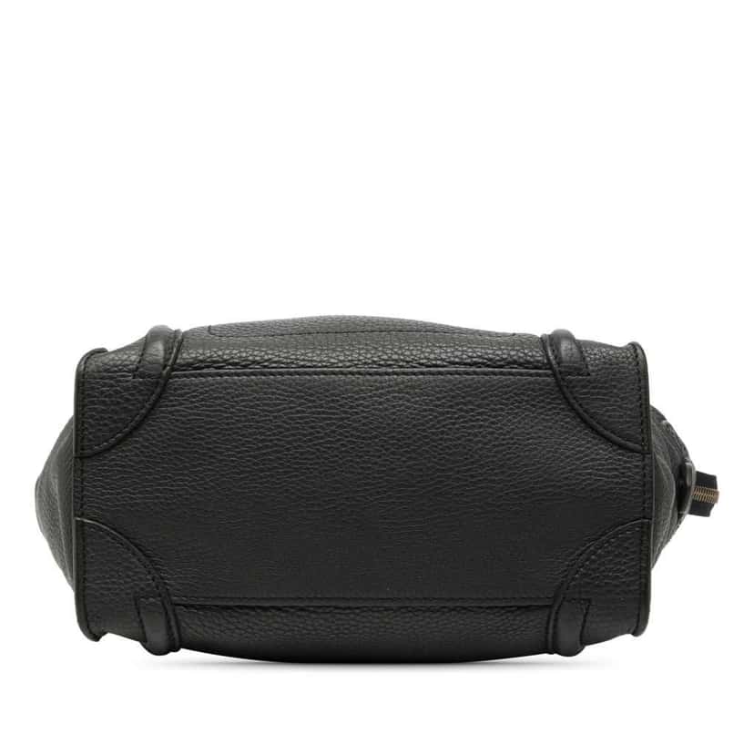 Celine Micro Drummed Calfskin Luggage Tote Black Leather Very good condition - Inside View