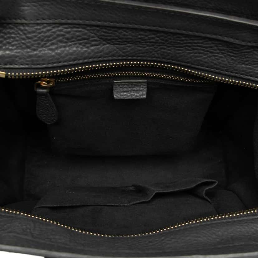Celine Micro Drummed Calfskin Luggage Tote Black Leather Very good condition - Model View