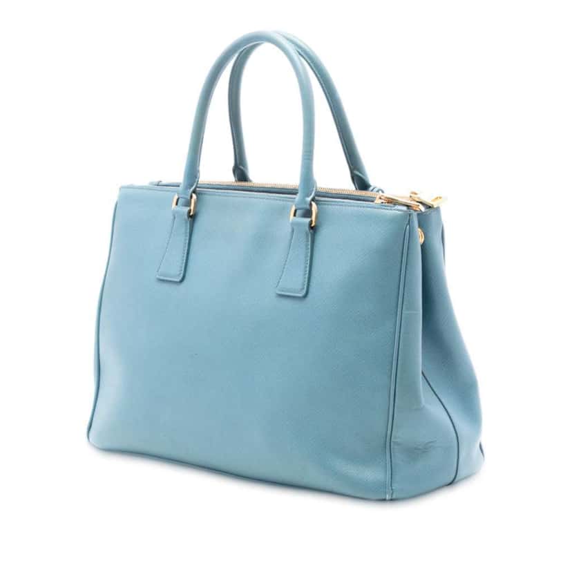 Prada Medium Saffiano Lux Galleria Double Zip Satchel Blue Leather Very good condition - Back View