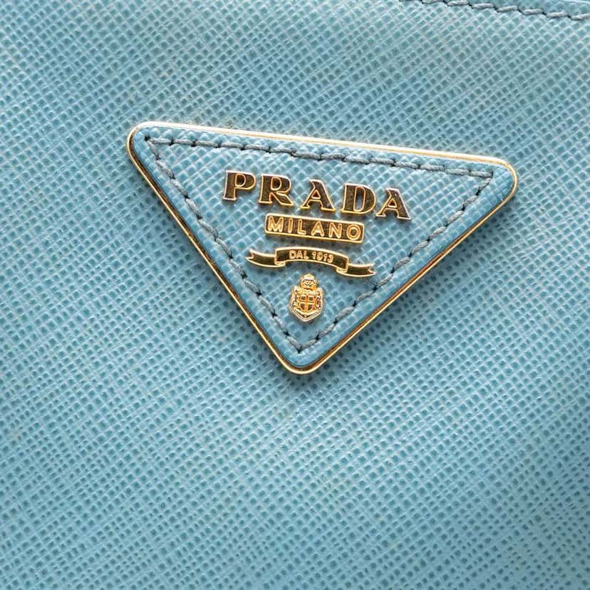 Prada Medium Saffiano Lux Galleria Double Zip Satchel Blue Leather Very good condition - Box View