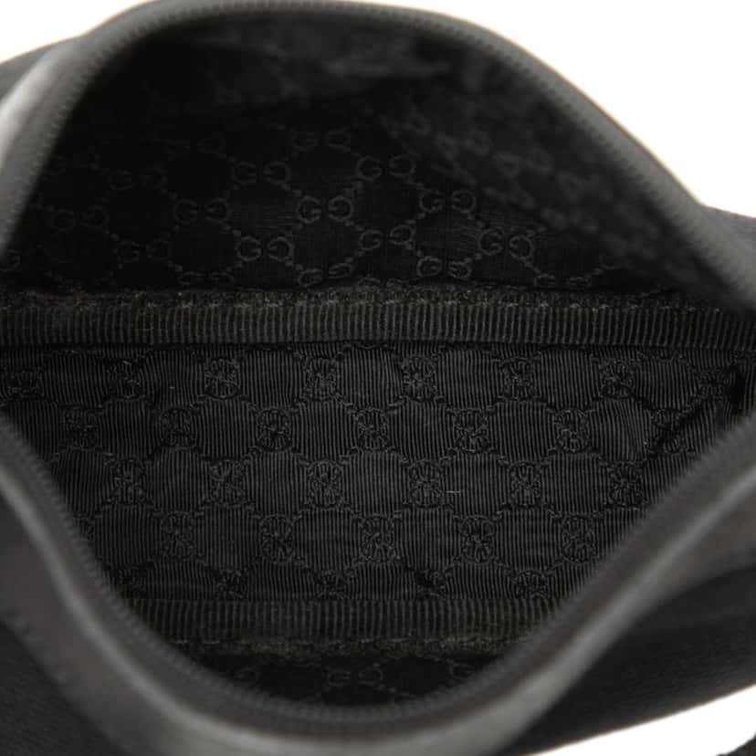 Gucci Leather Trimmed Canvas Shoulder Bag Black Canvas Very good condition - Model View