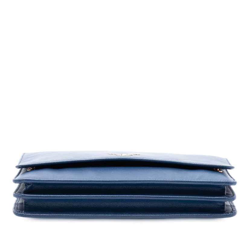 Prada Saffiano Wallet On Chain Blue Leather Very good condition - Inside View