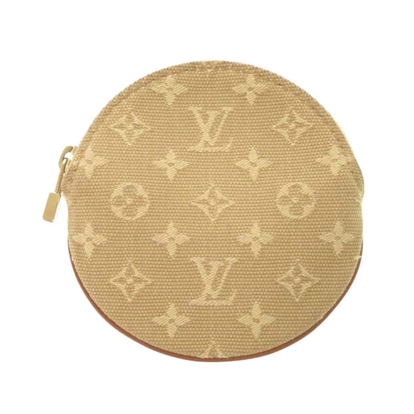 Louis Vuitton Monogram Mini Lin Round Coin Purse Beige Canvas Very good condition - Front View