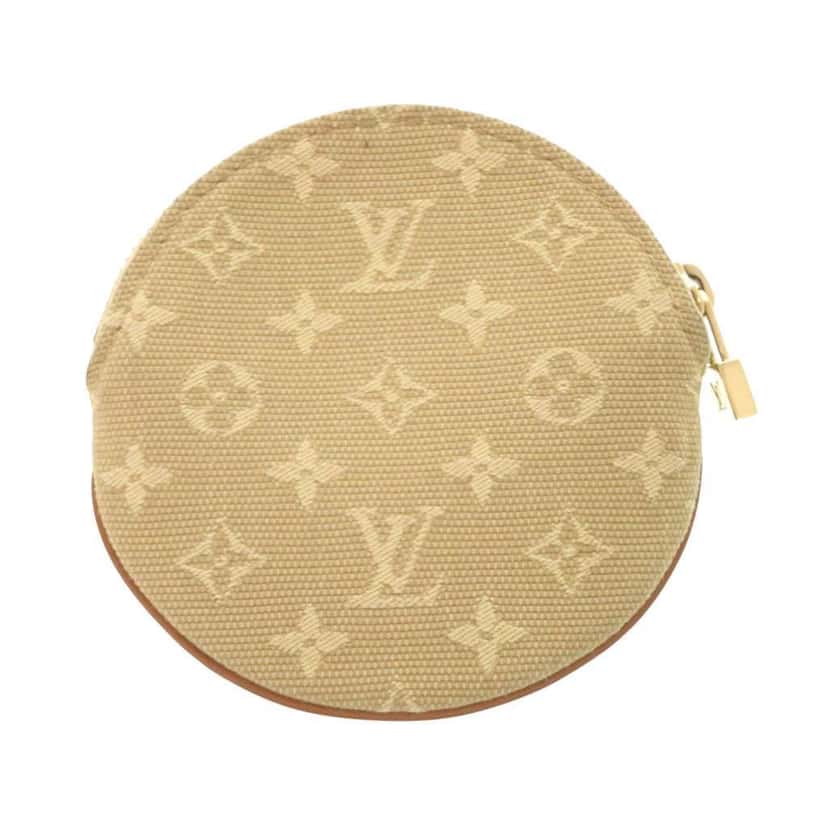 Louis Vuitton Monogram Mini Lin Round Coin Purse Beige Canvas Very good condition - Back View