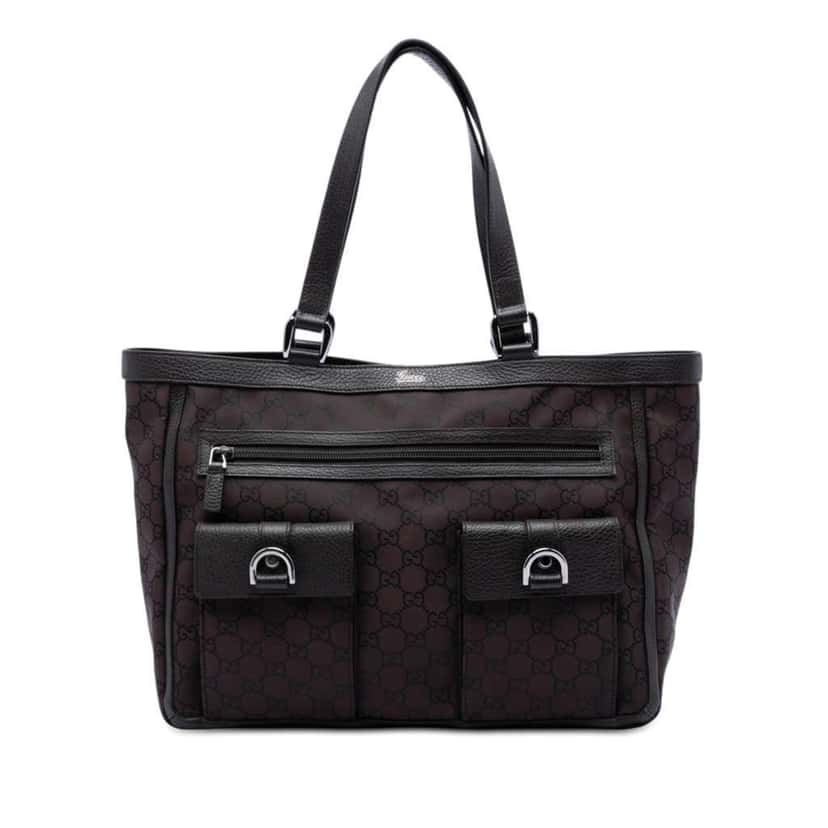 Gucci GG Nylon Abbey D Ring Pocket Tote Brown Very good condition - Front View