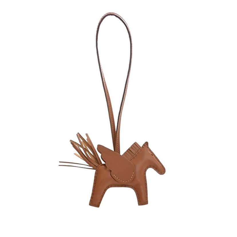 Hermès Milo Lambskin and Swift Grigri Rodeo Pegase Bag Charm PM Brown Leather Very good condition - Inside View