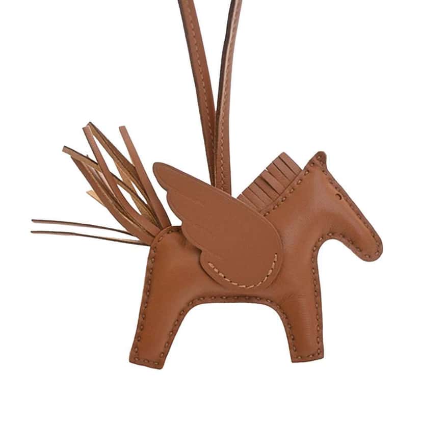 Hermès Milo Lambskin and Swift Grigri Rodeo Pegase Bag Charm PM Brown Leather Very good condition - Model View
