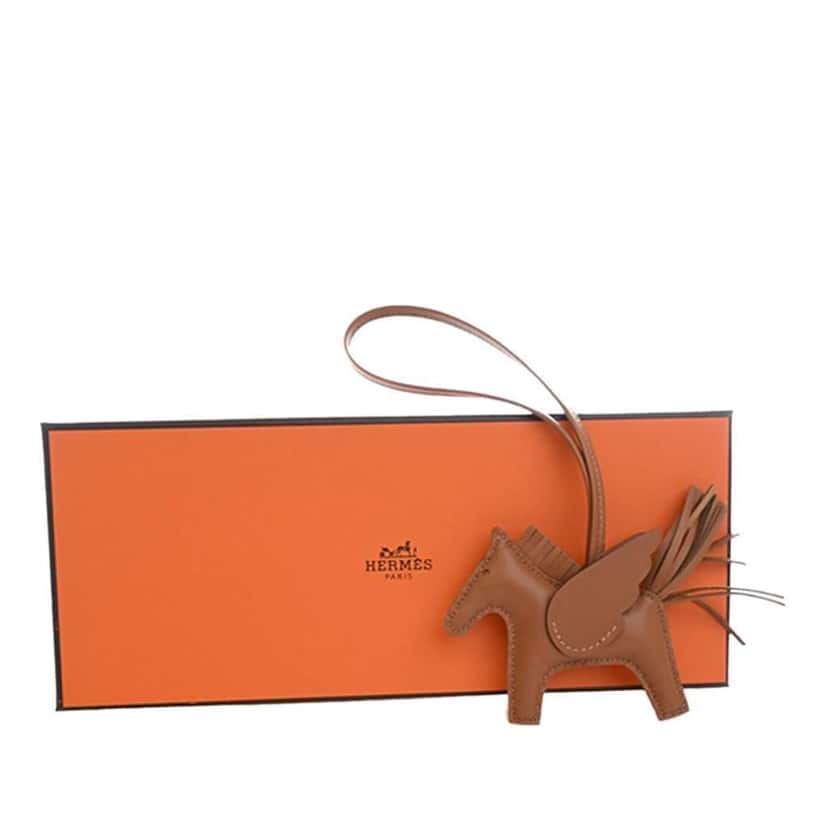 Hermès Milo Lambskin and Swift Grigri Rodeo Pegase Bag Charm PM Brown Leather Very good condition - Box View