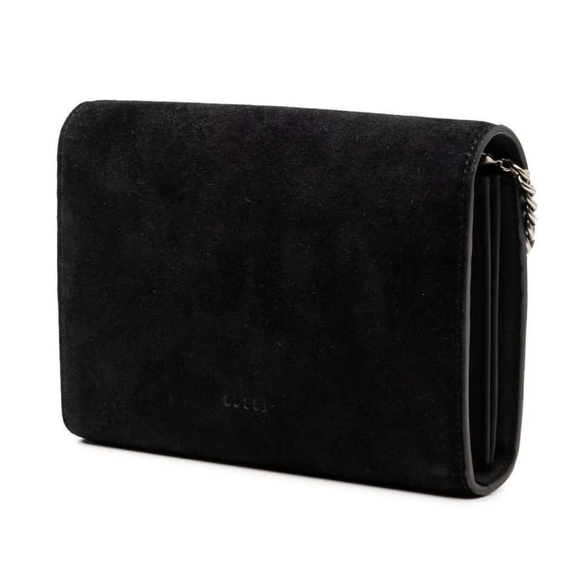 Gucci Suede Dionysus Wallet on Chain Black Leather Very good condition - Back View