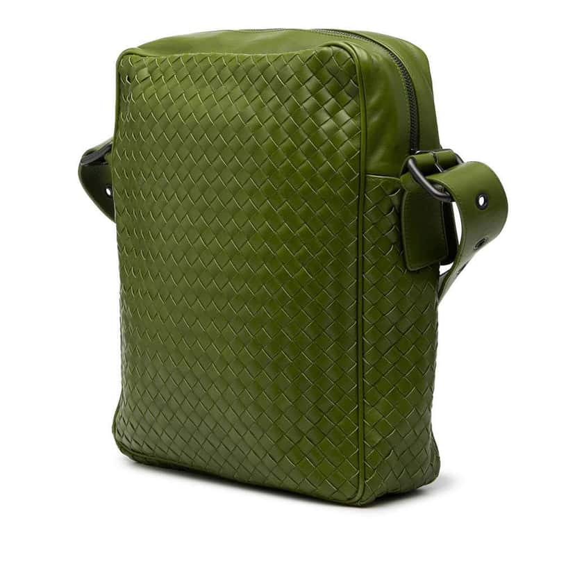 Bottega Veneta Nappa Intrecciato Messenger Bag Green Leather Very good condition - Back View
