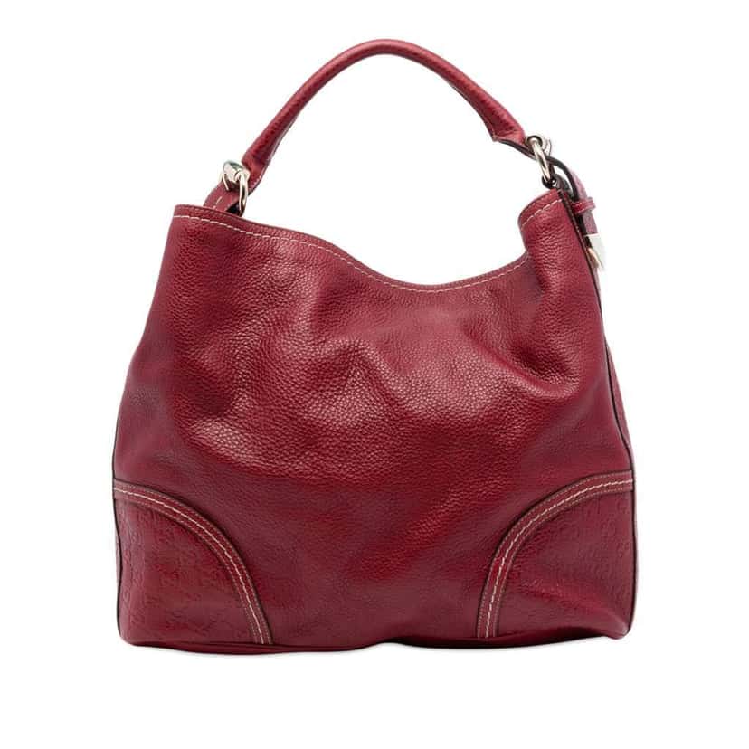 Gucci Large Guccissima Trimmed Leather Signoria Hobo Bag Red Leather Very good condition - Front View