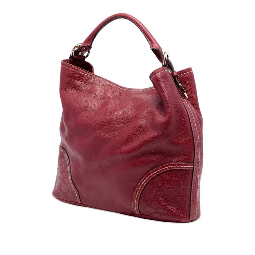 Gucci Large Guccissima Trimmed Leather Signoria Hobo Bag Red Leather Very good condition - Back View