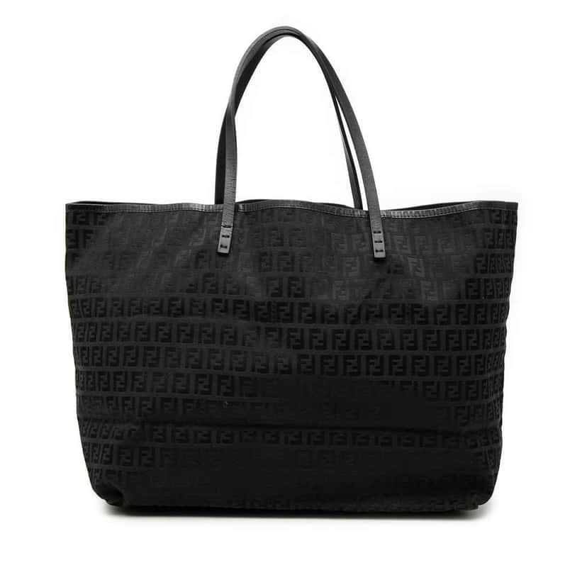 Fendi Medium Zucchino Canvas Roll Tote Black Canvas Very good condition - Front View