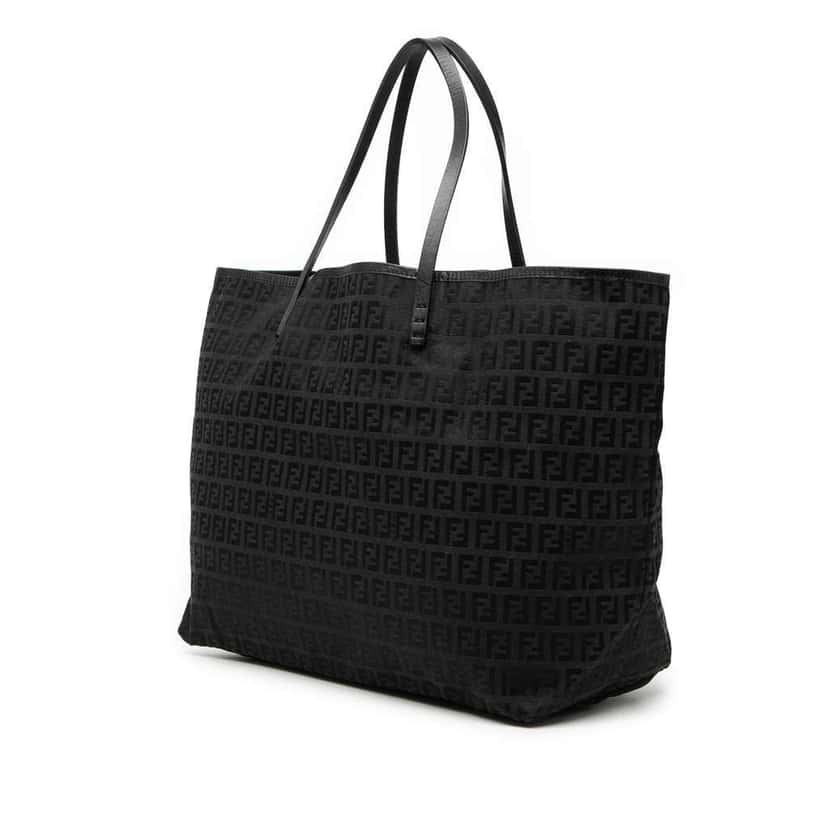Fendi Medium Zucchino Canvas Roll Tote Black Canvas Very good condition - Back View