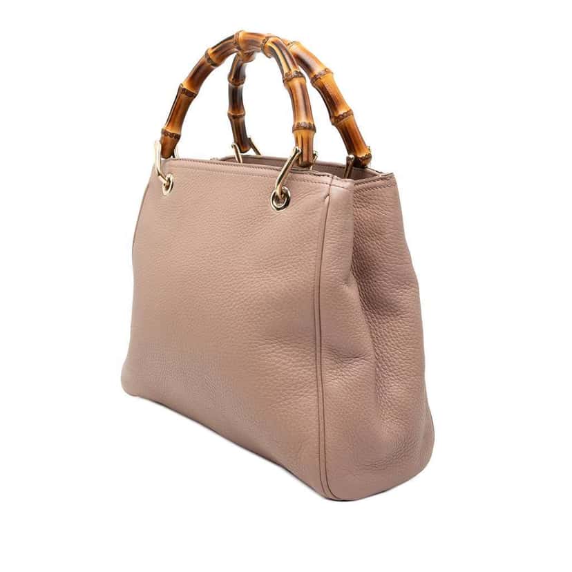 Gucci Small Calfskin Bamboo Shopper Satchel Brown Leather Very good condition - Back View