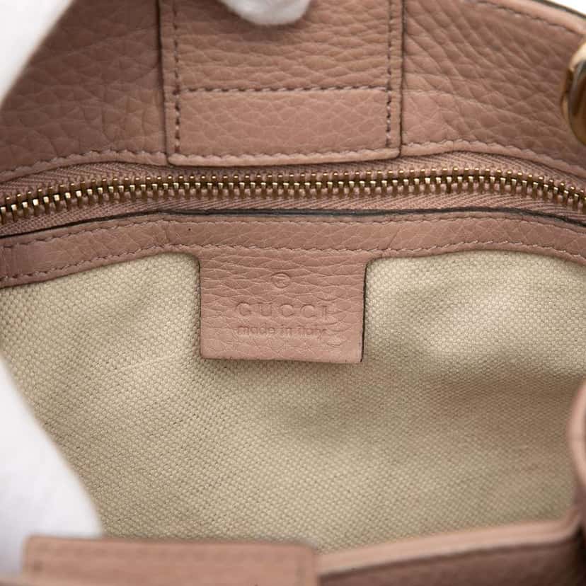 Gucci Small Calfskin Bamboo Shopper Satchel Brown Leather Very good condition - Box View