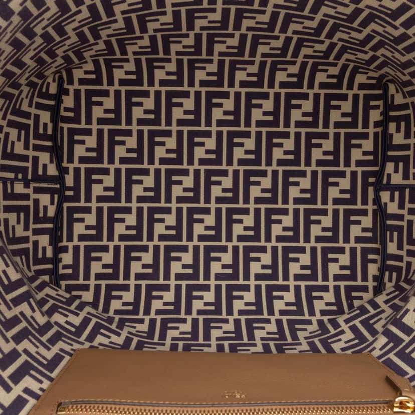 Fendi Large Zucca Canvas Pequin Striped Reversible Roll Tote Blue Canvas Very good condition - Model View