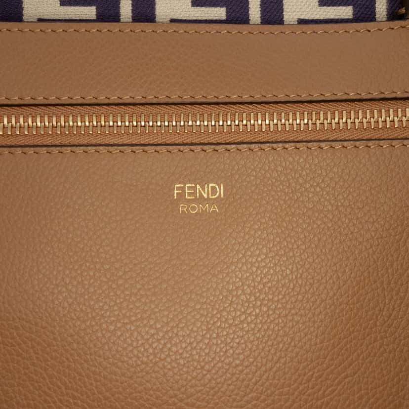 Fendi Large Zucca Canvas Pequin Striped Reversible Roll Tote Blue Canvas Very good condition - Box View