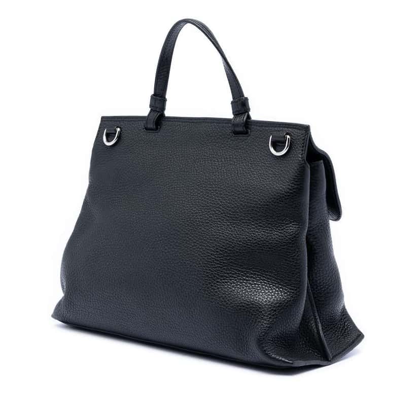 Gucci Medium Leather Bamboo Daily Satchel Black Leather Very good condition - Back View