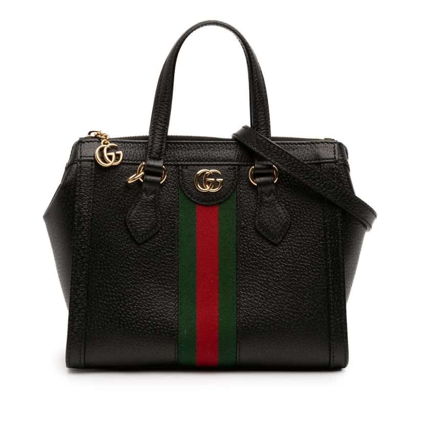 Gucci Small Leather Web Ophidia Satchel Black Leather Good condition - Front View