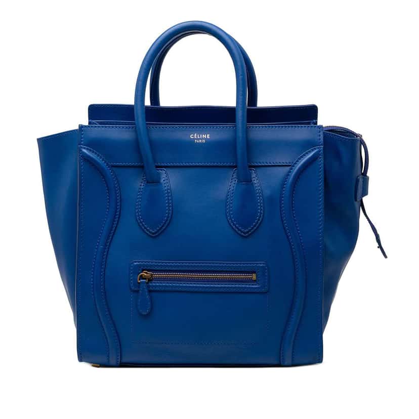 Celine Mini Smooth Calfskin Luggage Tote Blue Leather Good condition - Front View