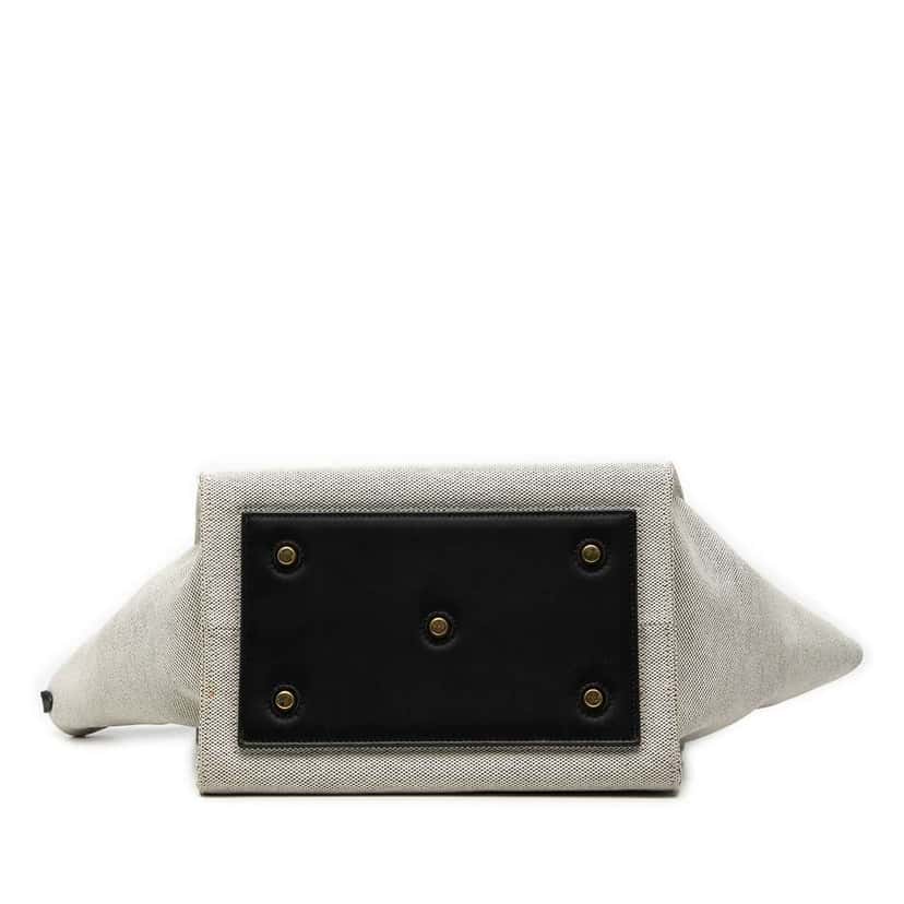 Celine Small Bicolor Canvas and Calfskin Tie Knot Handbag Grey Canvas Good condition - Inside View