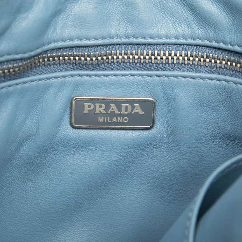 Prada Saffiano Clutch Blue Leather Good condition - Box View