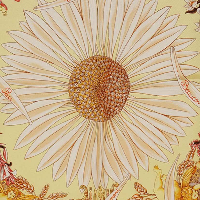 Hermès Amours 42 Silk Scarf Yellow Silk Very good condition - Back View