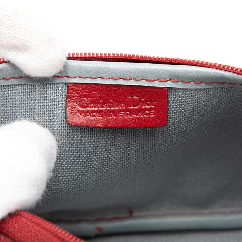 Dior Honeycomb Coated Canvas Pouch Red Canvas Good condition - Box View