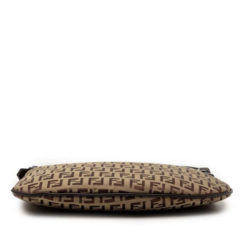 Fendi Zucchino Canvas Oyster Shoulder Bag Beige Good condition - Inside View