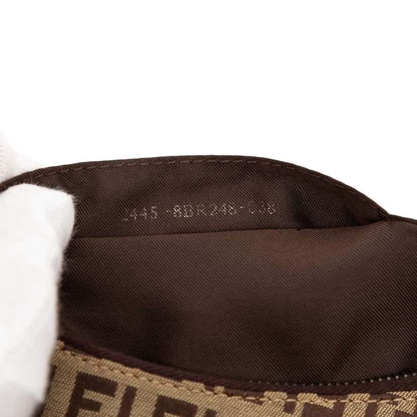 Fendi Zucchino Canvas Oyster Shoulder Bag Beige Good condition - Box View