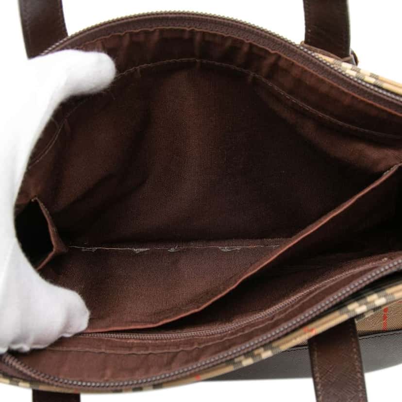 Burberry Haymarket Check Canvas Tote Beige Canvas Good condition - Box View