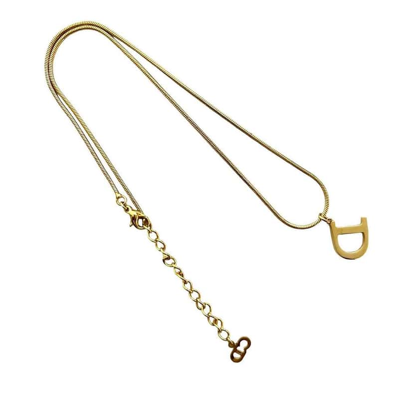 Dior Gold Plated CD Logo Pendant Necklace Gold Metal Good condition - Front View