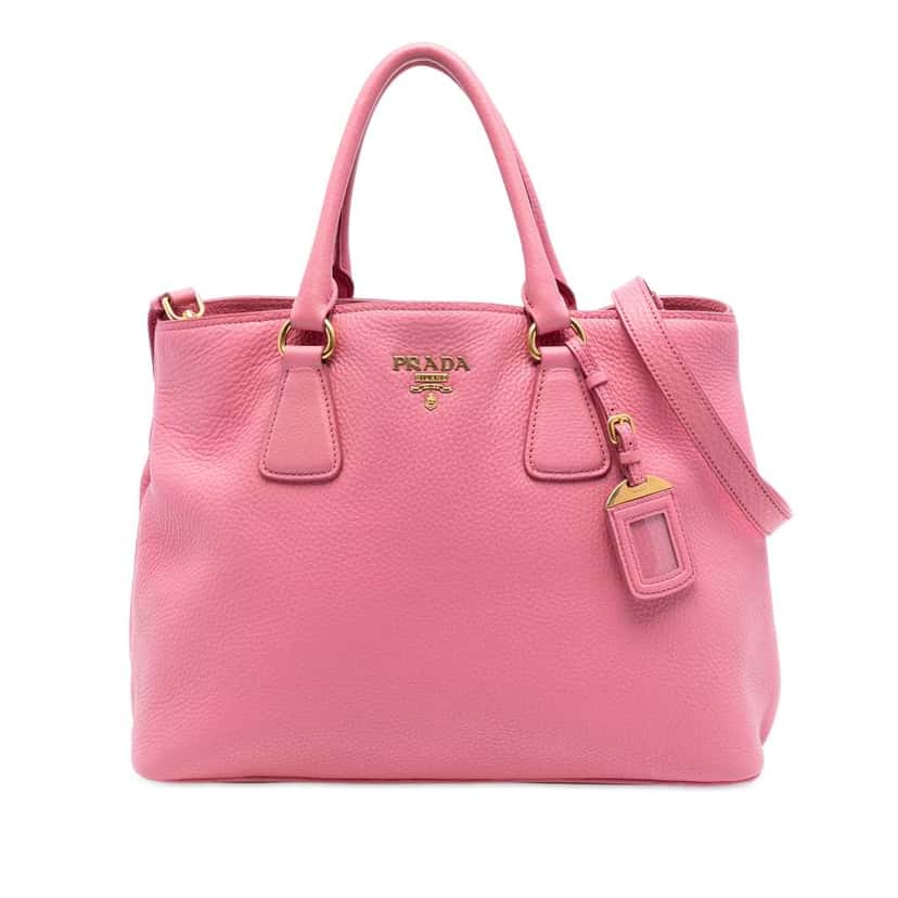 Prada Vitello Daino Open Convertible Tote Pink Leather Good condition - Front View