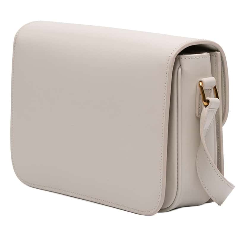 Celine Classique Shiny Calfskin Triomphe Crossbody White Leather Good condition - Back View