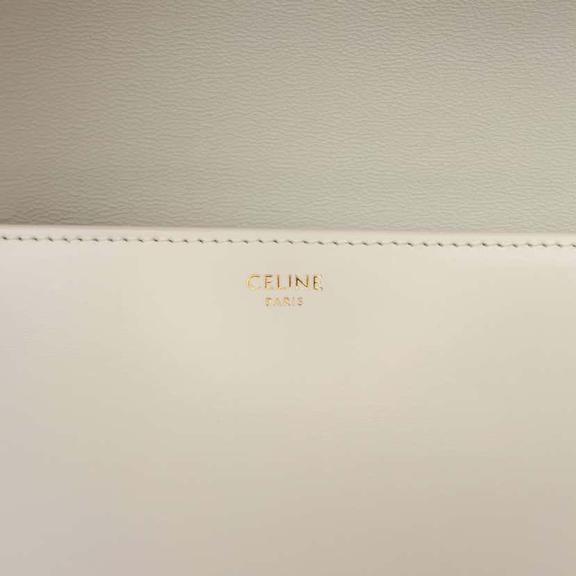 Celine Classique Shiny Calfskin Triomphe Crossbody White Leather Good condition - Box View