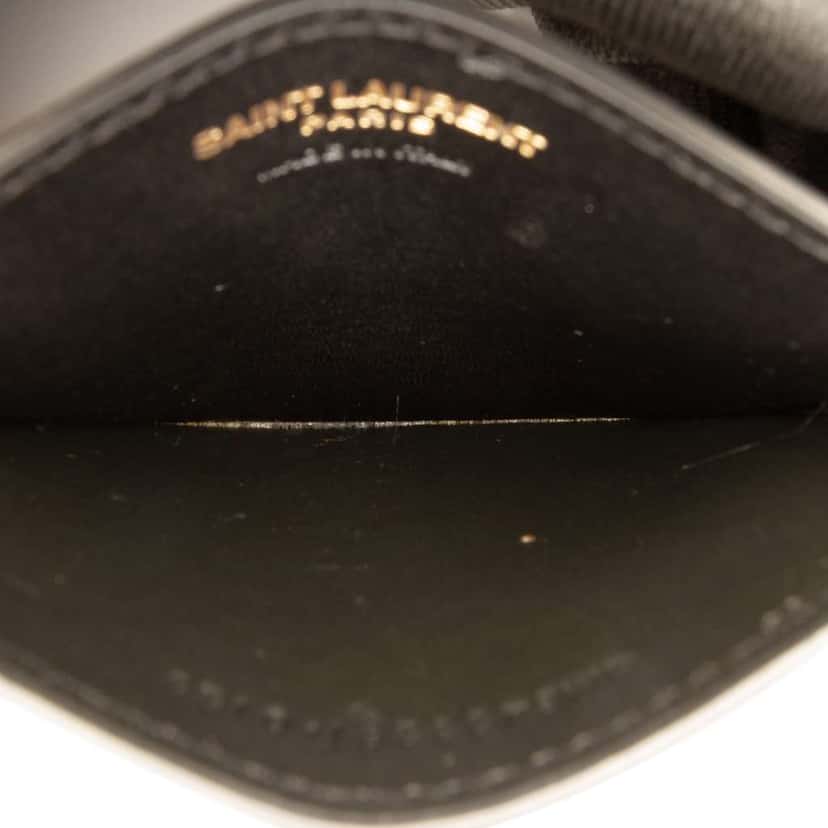 Saint Laurent Grain de Poudre Matelasse Chevron Cassandre Card Holder Black Leather Good condition - Model View