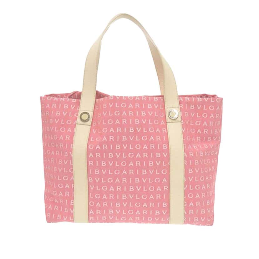 Bvlgari Logomania Canvas Tote Pink Canvas Good condition - Front View