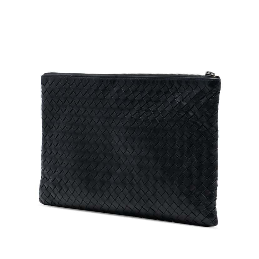 Bottega Veneta Nappa Intrecciato Clutch Black Leather Good condition - Back View