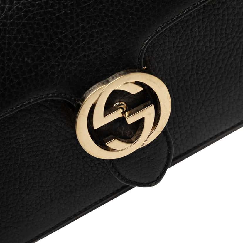 Gucci Small Dollar Calfskin Interlocking G Crossbody Black Leather Good condition - Box View