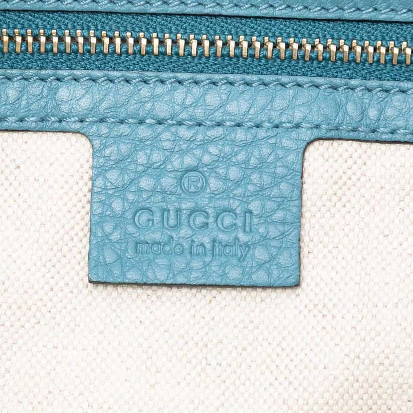 Gucci Tall Leather Bamboo Shopper Tote Blue Leather Good condition - Box View