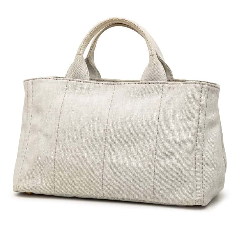 Prada Denim Canapa Logo Tote Grey Denim Good condition - Back View