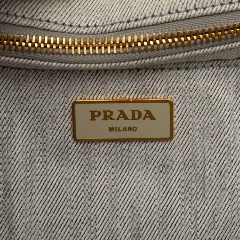 Prada Denim Canapa Logo Tote Grey Denim Good condition - Box View