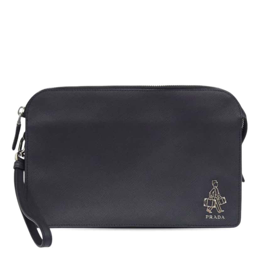 Prada Saffiano Lux Business Bag Blue Leather Good condition - Front View