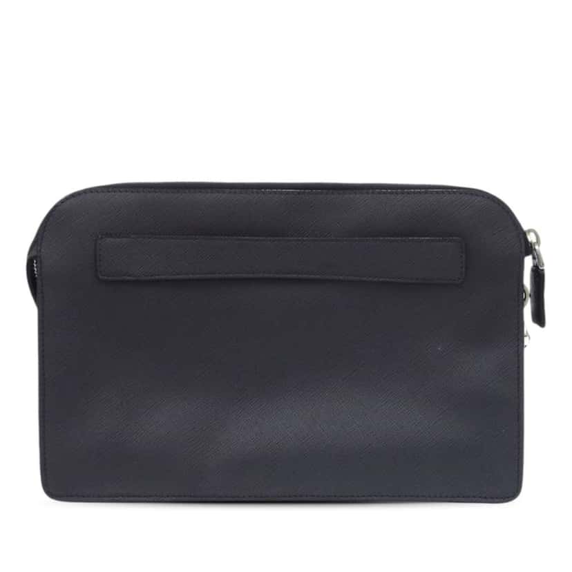 Prada Saffiano Lux Business Bag Blue Leather Good condition - Back View