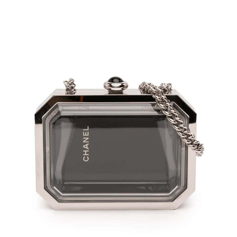 Chanel Metal Acrylic Premiere Minaudiere on Chain Silver Good condition - Front View