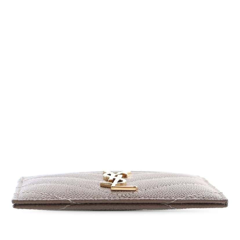 Saint Laurent Grain de Poudre Matelasse Chevron Cassandre Card Holder Brown Leather Good condition - Inside View