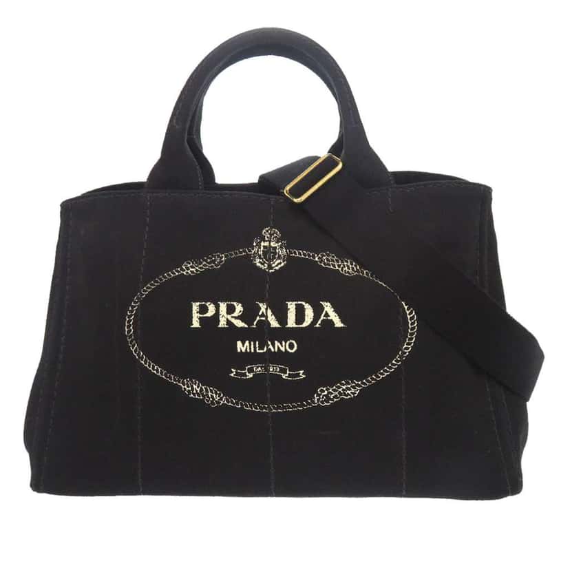 Prada Canvas Canapa Logo Satchel Black Canvas Good condition - Front View