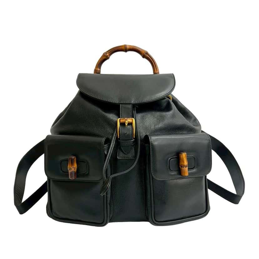 Gucci Leather Bamboo Backpack Black Leather Good condition - Front View