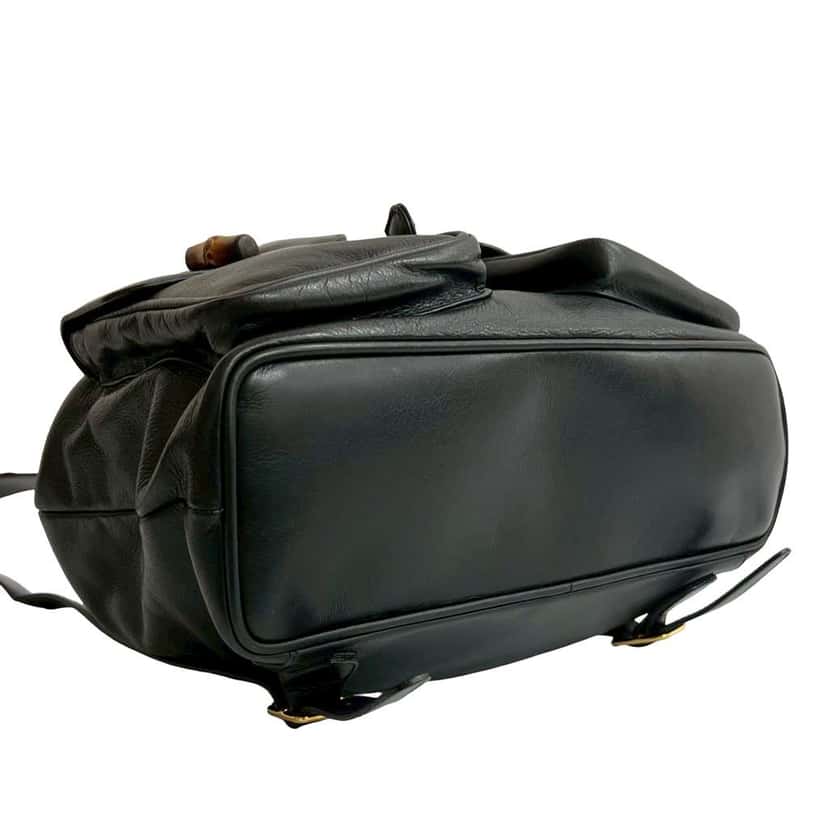 Gucci Leather Bamboo Backpack Black Leather Good condition - Inside View